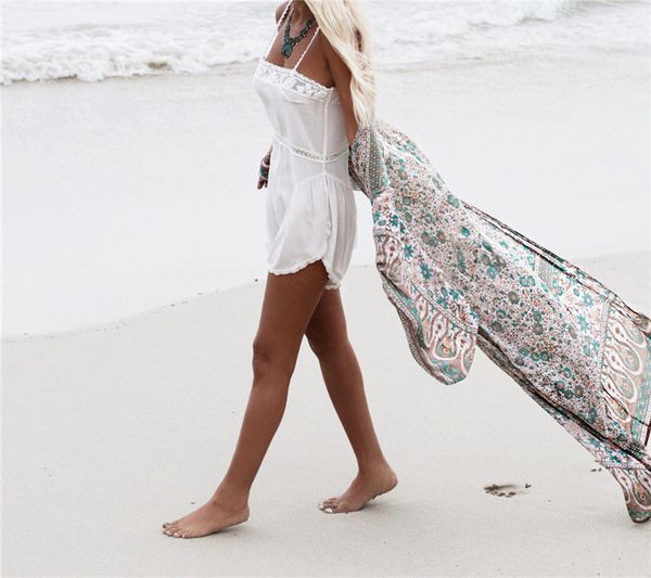 

long loose large size chiffon beachwear swimsuit jacket outer tower cardigan bikini blouse, Blue;gray