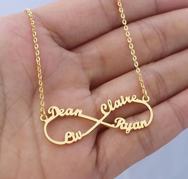 

stainless steel custom name necklace personalized rose gold silver infinity pendant friendship necklace jewelry friend gift