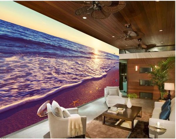 

современные обои для гостиной красивый романтический пляж ракушка морская звезда гостиная тв фон стена