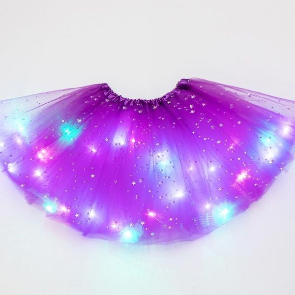 

stars sequin led lighted tutu skirt princess dancing girl tulle glitter ballet pettiskirt fluffy dancewear kids party skirt #2, Black;red
