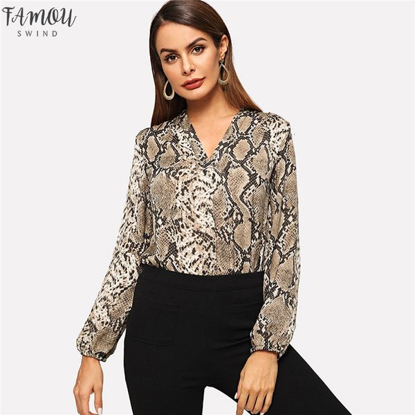 

multicolor управление леди змеиной v-образным вырезом с длинным рукавом спецодежда современные блуза осень женщины леди женщины топы и блузк, White