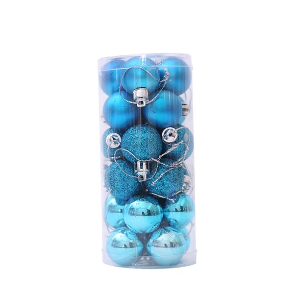 

1box(24pcs) multi usage christmas balls with string practical plastic ball ornaments shatterproof xmas tree balls lake blue blue