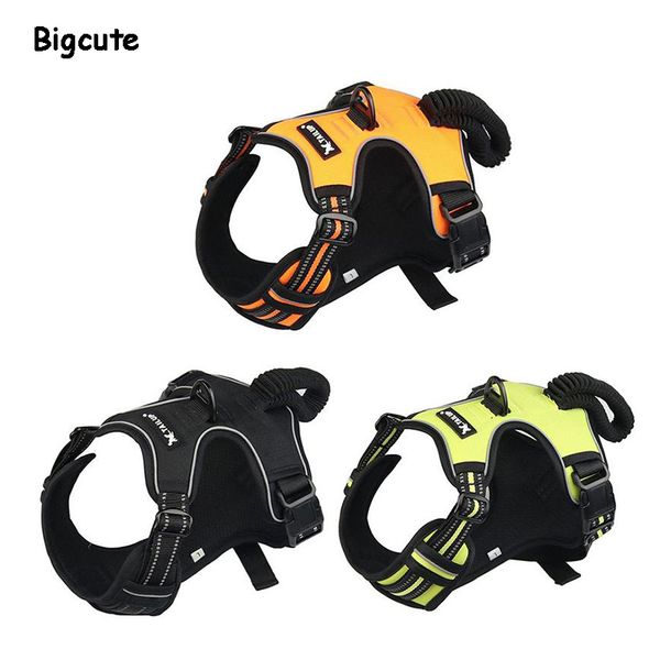 

dog harness reflective oxford pet no pull harness all weather service dog vest padded adjustable safety vehicular lead for dogs