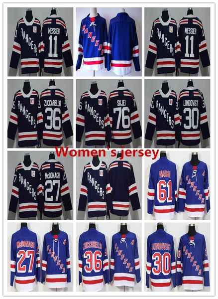 

2018 women new york rangers jerseys hockey 27 ryan mcdonagh 30 henrik lundqvist 36 mats zuccarello kreider women stitched ice hockey jersey, Black;red