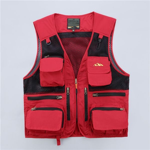 

v-neck vest khaki red army green blue mens vests casual male with many pockets vests for men xxxl 4xl, Black;white