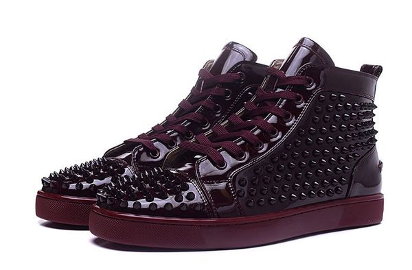 

new men women casual shoes designer red bottom studded spikes fashion insider sneakers black red white leather high boots
