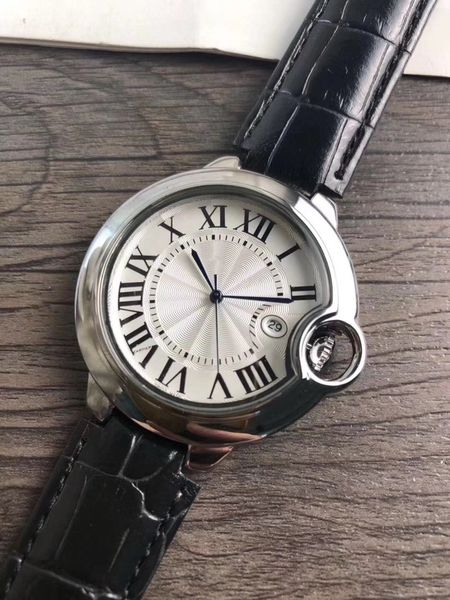 

luxury designer men watches 69016z4 luxury watch 42mm dial stainless steel bezel leather strap watches quartz movement watches, Slivery;brown