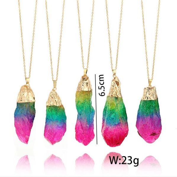 

ladies elegant natural stone necklace crystal rock gold plated quartz pendant chain for women ing, Silver