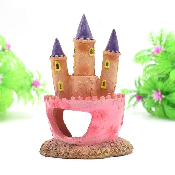 

2019 pink princess castle fish cave aquarium ornament fish tank decoration