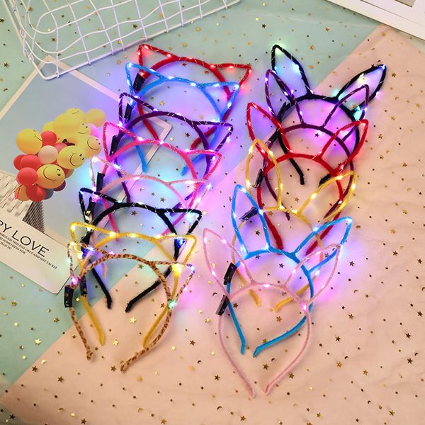 

led cat ear headband light up party glowing supplies women girl flashing hair band sticks football fan concet cheer halloween xmas gifts