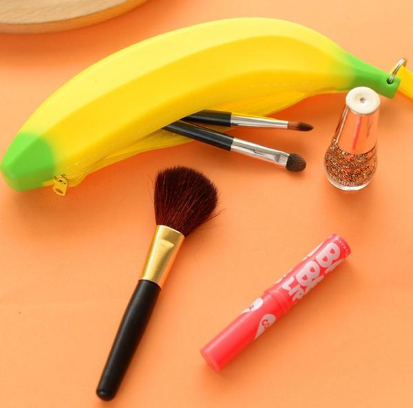 Homens Mulheres Raparigas bonito Carteira Adorável Silicone Banana Coin Bolsas Zero Dinheiro Pencil Pen Case Bag Bolsa SN497