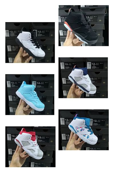 

children sneakers 6 gs green abyss black infrared alternate still blue boys girls basketball shoes kids athletic sports shoes