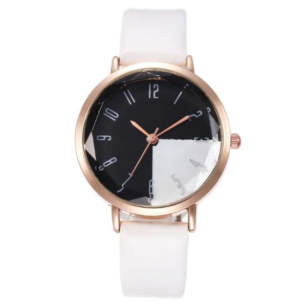 

white leather student belt watch female personalized dial fashionable clock ladies casual simple quartz watch relojes de mujer, Slivery;brown