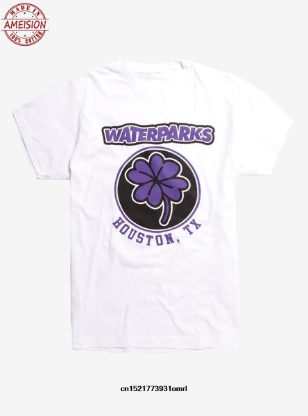 

men t shirt fashion waterparks purple clover casual shirts funny t-shirt novelty tshirt o-neck cotton, White;black