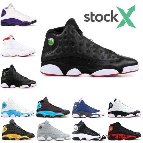 

stock x 13 13s men basketball shoes playoff black cat bred chicago flint cap and gown hyper royal designer trainers sport sneaker 7-13