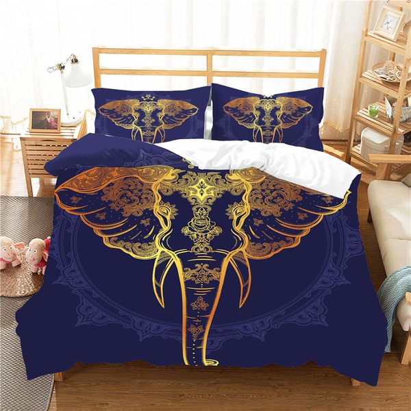

complete bedding sets home textiles bed clothes golden elephant printed with pillowcase bosnia style king  double size