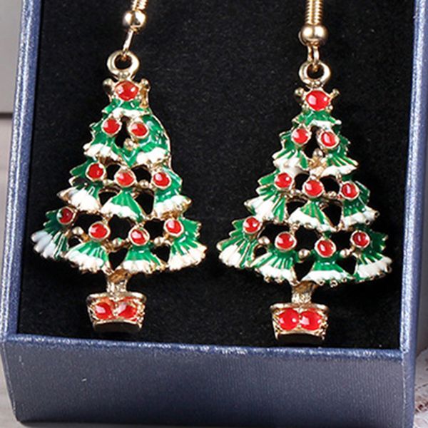 

5 pairs christmas tree earrings creative cartoon stereo christmas earrings female santa claus earrings, Golden