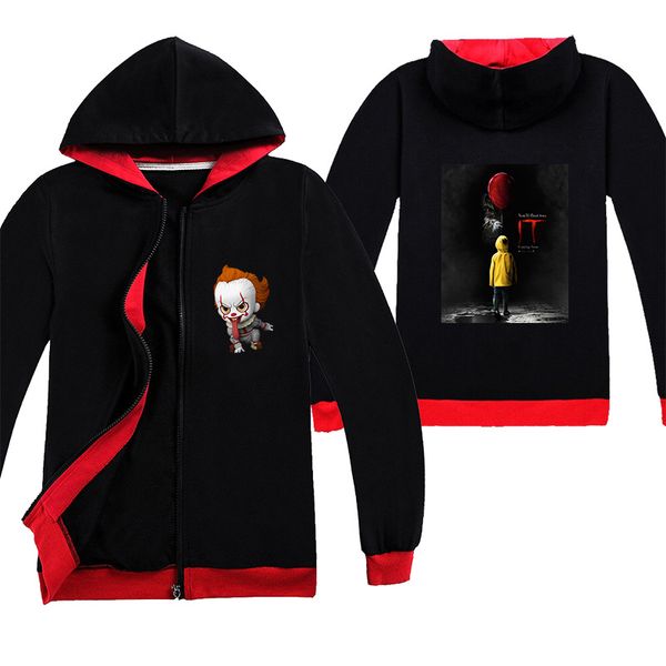 

hip-hop children's hoodie sweatshirts boy zipper hooded cartoon print long-sleeved shirt boy cotton designer sports spring fashion coat, Black