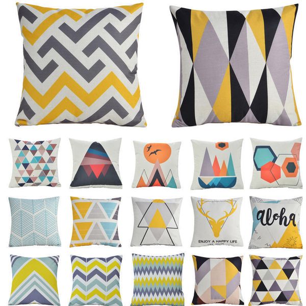 

черная желтая геометрическая печатная декоративные подушки обложка бросьте подушки хлопок белье подушка 45 * 45 наволочки 40571-2
