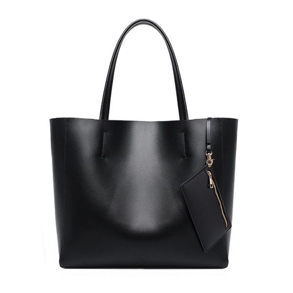 

customized genuine leather women tote bag luxury simple ladies handbags wallet new zipper shoulder bag with card holder purse