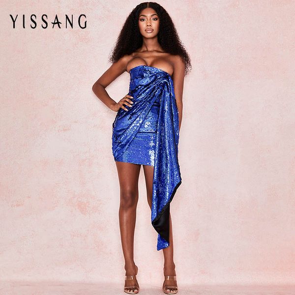 

yissang blue summer women dress sequin bodycon backless sleeveless party club for women dress, Black;gray