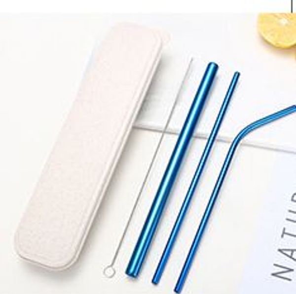 

50 set /lot stainless steel bar drinking straw tools grade reusable straws set cleaning brush with box pouch for