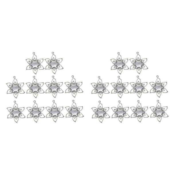 

20 pieces filigree flower blank cabochon bezel settings diy pendants base, Black