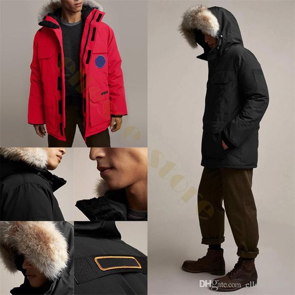 

2020 brand mens designer winter coats canada parkas outerwear hooded manteau slim big real fur down jacket coat hiver parka doudoune homme