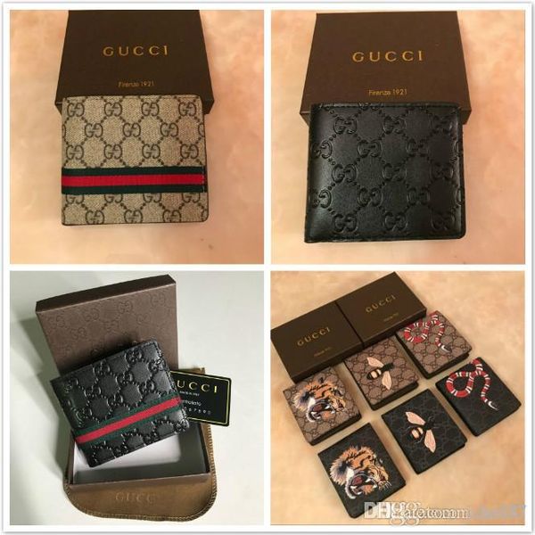

men animal short wallet leather black snake tiger bee wallets women long style purse wallet card holders with gift box, Red;black