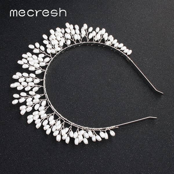 

mecresh 3 colors simulated pearls bridal crown hair ornaments jewelry queen tiaras wedding hair accessories gift for women hg145, Golden;white