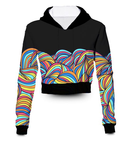 

any color any printing custom made rainbow levels 3d sublimation printing crop hoody hoodie plus size clothing, Black