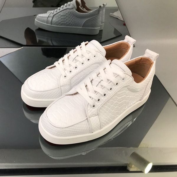 

fashion platform men women shoes sneakers low tube with australia cowhide suede cowboy red bottom big size 12 13 casual shoes, Black