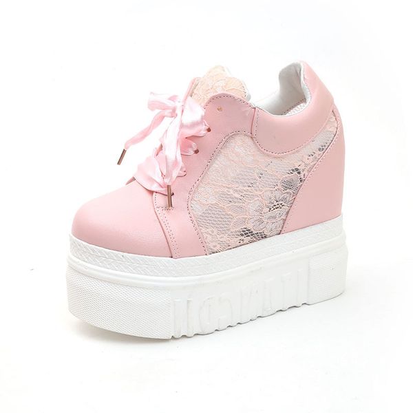 

2019 women summer platform shoes fashion casual shoes woman wedges sneakers shoes 13cm height increased, Black;white