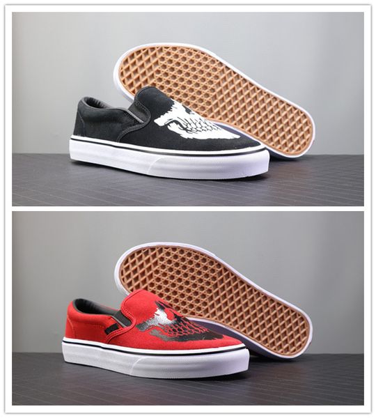 

wholesale new fashion design skull low board shoes rubber cushioning casual shoes red black sports sneakers for men and women size 35-44