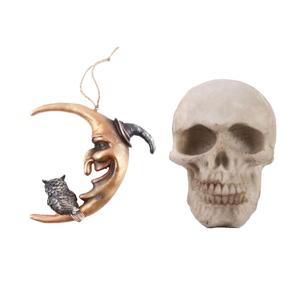 

hanging resin terror moon skull and1:1realistic replica human skull