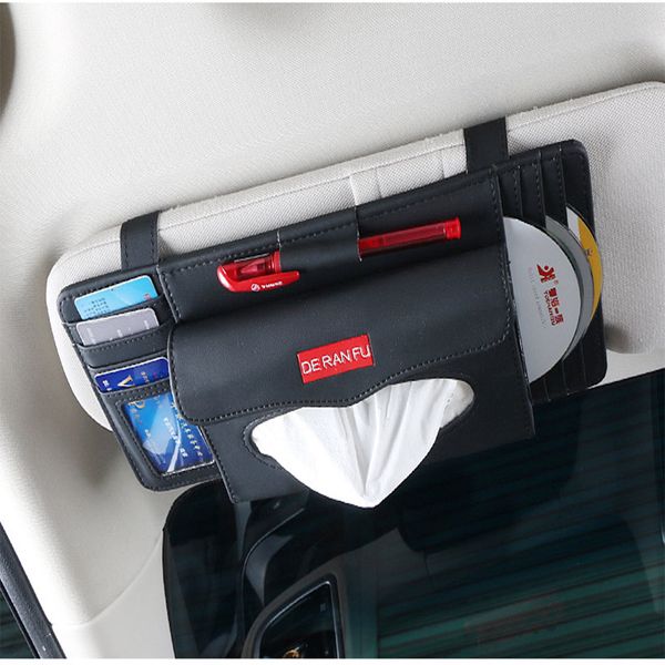 

universal leather car tissue box car sun visor type cd clip tissue holder organizer accessories practical boxes
