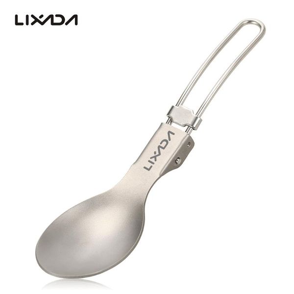 

lixada lightweight folding portable titanium spoon outdoor dinner spoon flatware camping tableware for travel camping