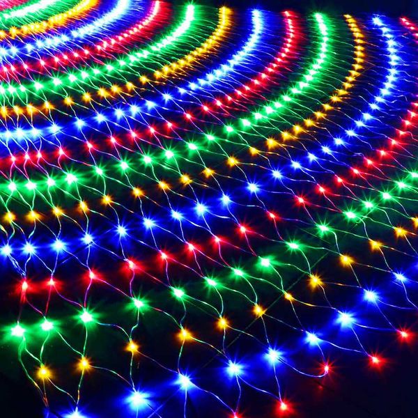 

led 6m*4m 672 leds web net light fairy christmas home garden light curtain net lights net lamps 110v 220v super bright string light