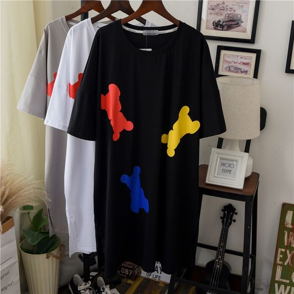 

kawaii хлопок tee dress женщины с коротким рукавом 2020 лето негабаритных футболка платье длиной до колен беременная женщина повседневные пл, Black;gray