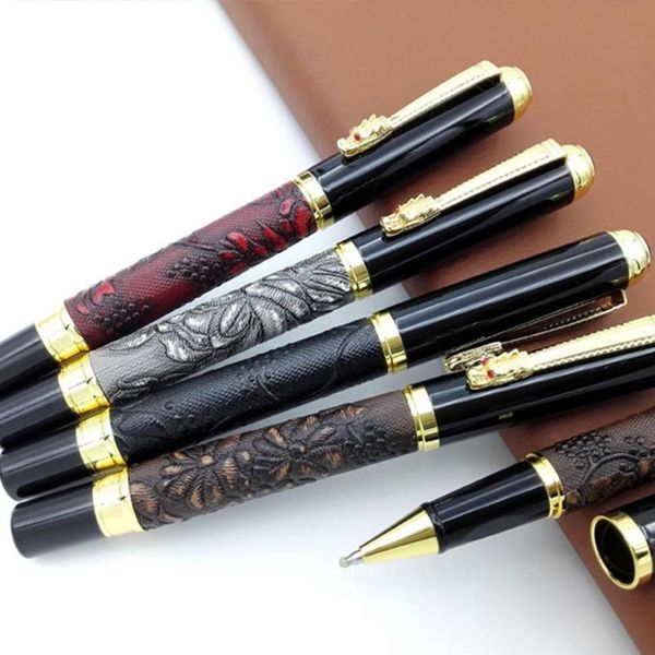 

luxury gift pen set dragon roller ball for christmas original case metal with ballpoint pen pens gift o3h6, Blue;orange