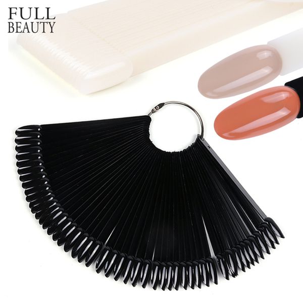 

50pcs false nails tips display oval crown nature clear nail polish gel stand acrylic practice chart palette with ring ch929/767, Red;gold