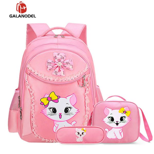 

priness cat children backpack school bags teenagers girls backpack set women shoulder travel bags marie cat mochila