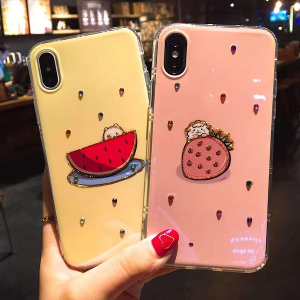 

wholesale details about fashion 3d diamond crystal fruit design style soft case for iphone x 8 6 7plus fruit cute case e271