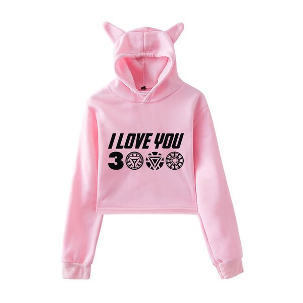 

2019 i love you 3000 in women's cat ear sweatshirt popular casual new streetwear casual harajuku kpop hoodies sweatshirt, Black