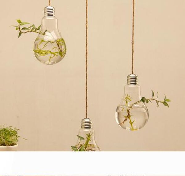 

flower vases home decoration glass vases hanging flower pot bulb decorative vases silver cap wedding decoration vaso green plants diy pot