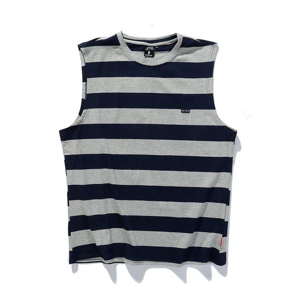 

hip hop shirt vest new summer popular stripe vest man korean round neck, White;black