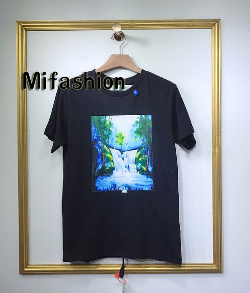 

19ss USA Fashion High Quality Summer Multicolor Waterfall Bird Tee Skateboard Oversized Mens designer t shirt Women Luxury Casual T-shirt