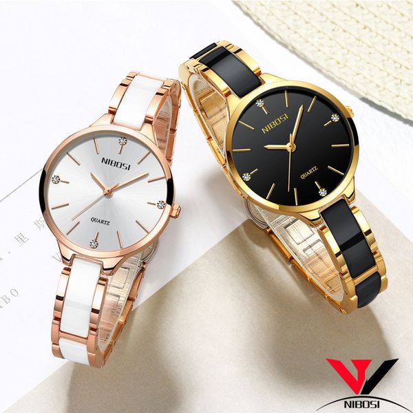 

relojes para mujer nibosi women watches bracelet watch ladies wrist watch women waterproof fashion casual crystal dial rose gold ly191226, Slivery;brown