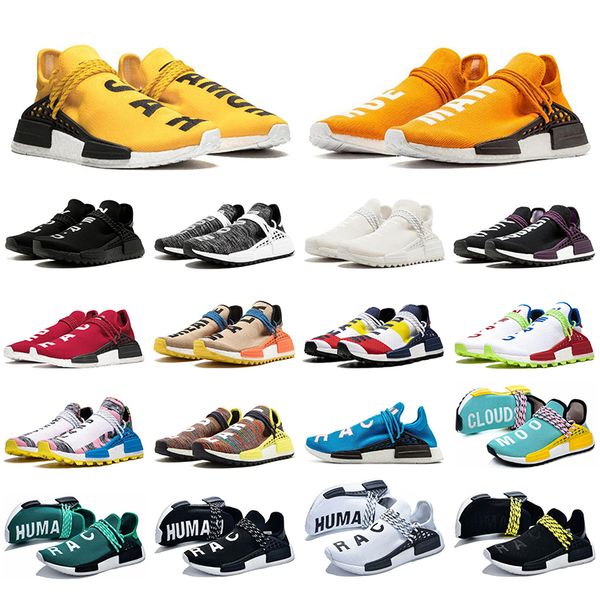 

with socks human race hu trail pharrell williams men women running shoes nerd black pink glow mens trainers designer sports sneakers, White;red