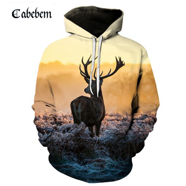 

король леса на pixie холодной art 3d толстовка мужчина jacekt unisex животные толстовки 3d pullover мода костюмы, Black